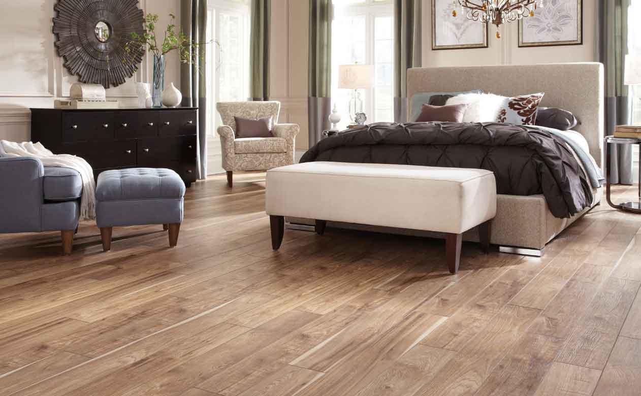 Wood-look tile in bedroom