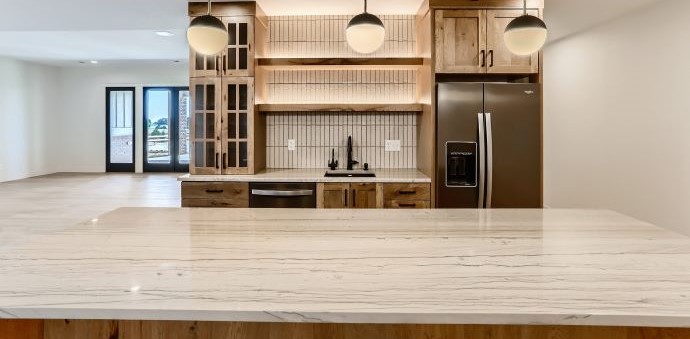 custom counter with tile backsplash